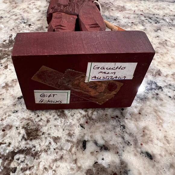 Hand Carved Gaucho Wood Sculpture from Australia - 9in tall - Picture 6 of 9